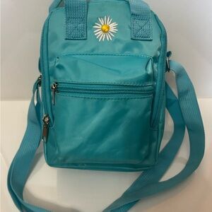 Mini Teal Crossbody/Shoulder Bag with Daisy 🌼—Adjustable Strap—Cute/Travel